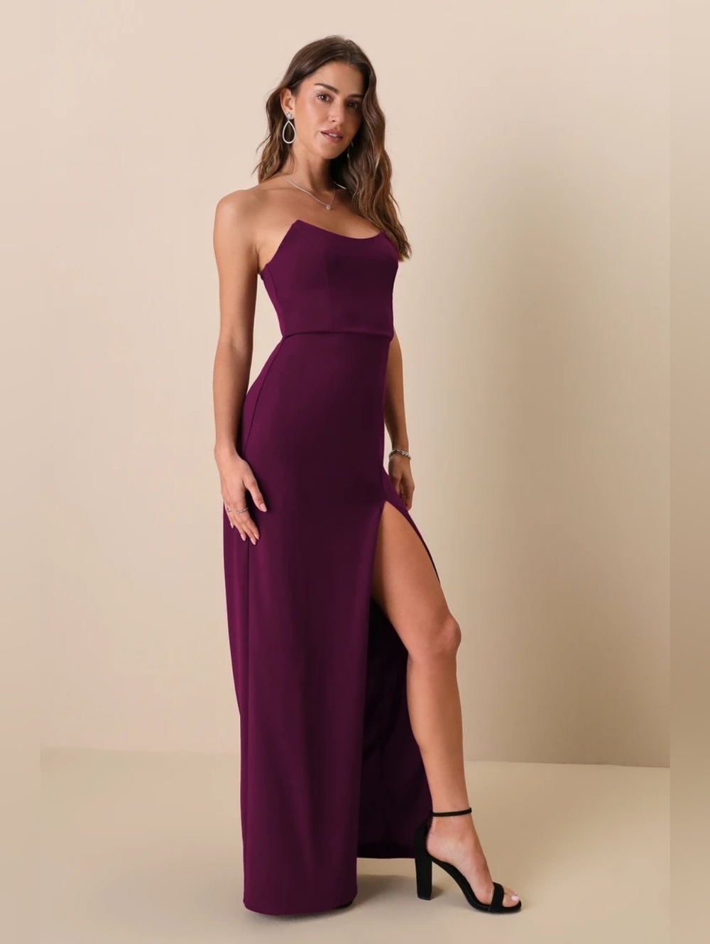 Lulus Sensational Beauty Plum Purple Strapless Maxi Dress S Wedding Party Prom - Picture 3 of 9